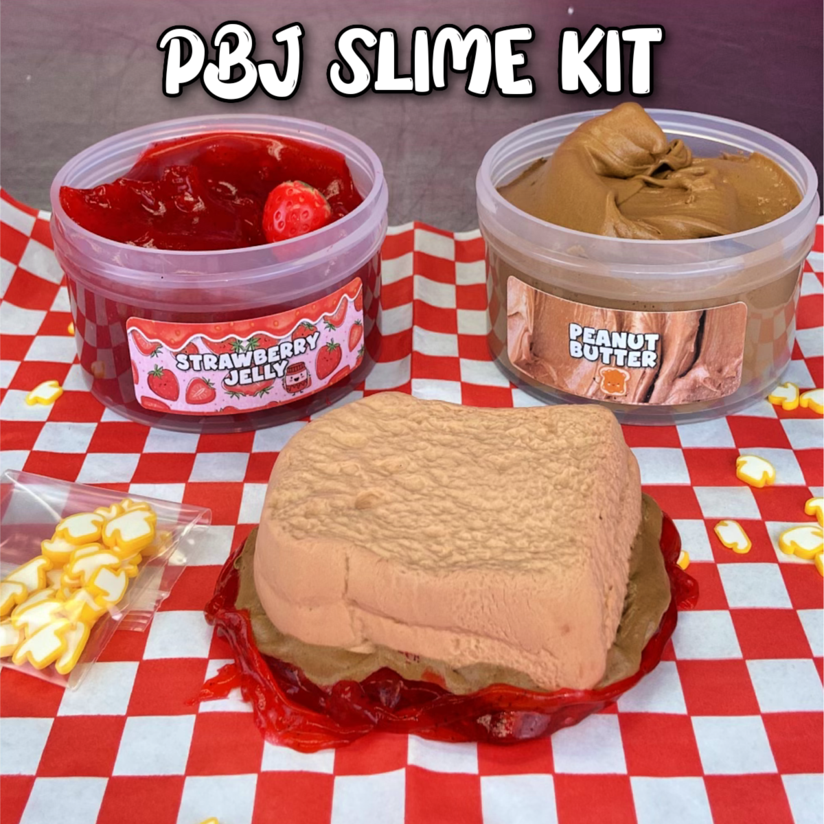 Peanut Butter & Jelly Slime DIY Kit: 2 slimes, bread clay + add